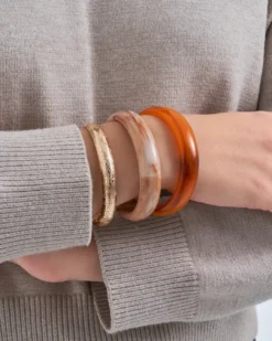Bijou Brigitte Armbänder Gold|Boho-Schmuck>Armreif-Set - Natural Brown braun, gold