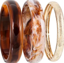 Bijou Brigitte Armbänder Gold|Boho-Schmuck>Armreif-Set - Natural Brown braun, gold