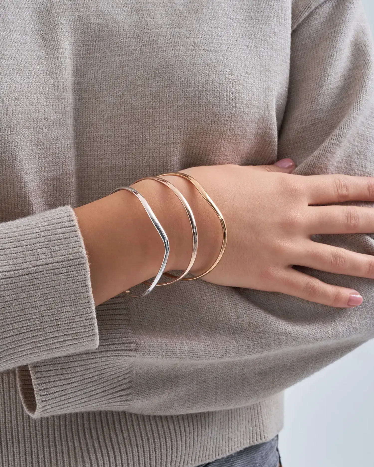 Bijou Brigitte Armbänder Gold|Basics>Armreif-Set - Wavy Trio gold, roségold, silber