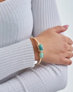 Bijou Brigitte Edelsteinarmbänder|Armbänder Gold>Armreif - Square Amazonite türkis, gold