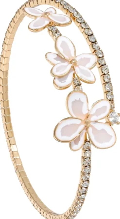 Bijou Brigitte Armbänder Gold|Blumenschmuck>Armreif - Three Flowers gold