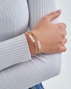 Bijou Brigitte Perlenschmuck|Armbänder Gold>Armreif - White Pearls gold, weiß