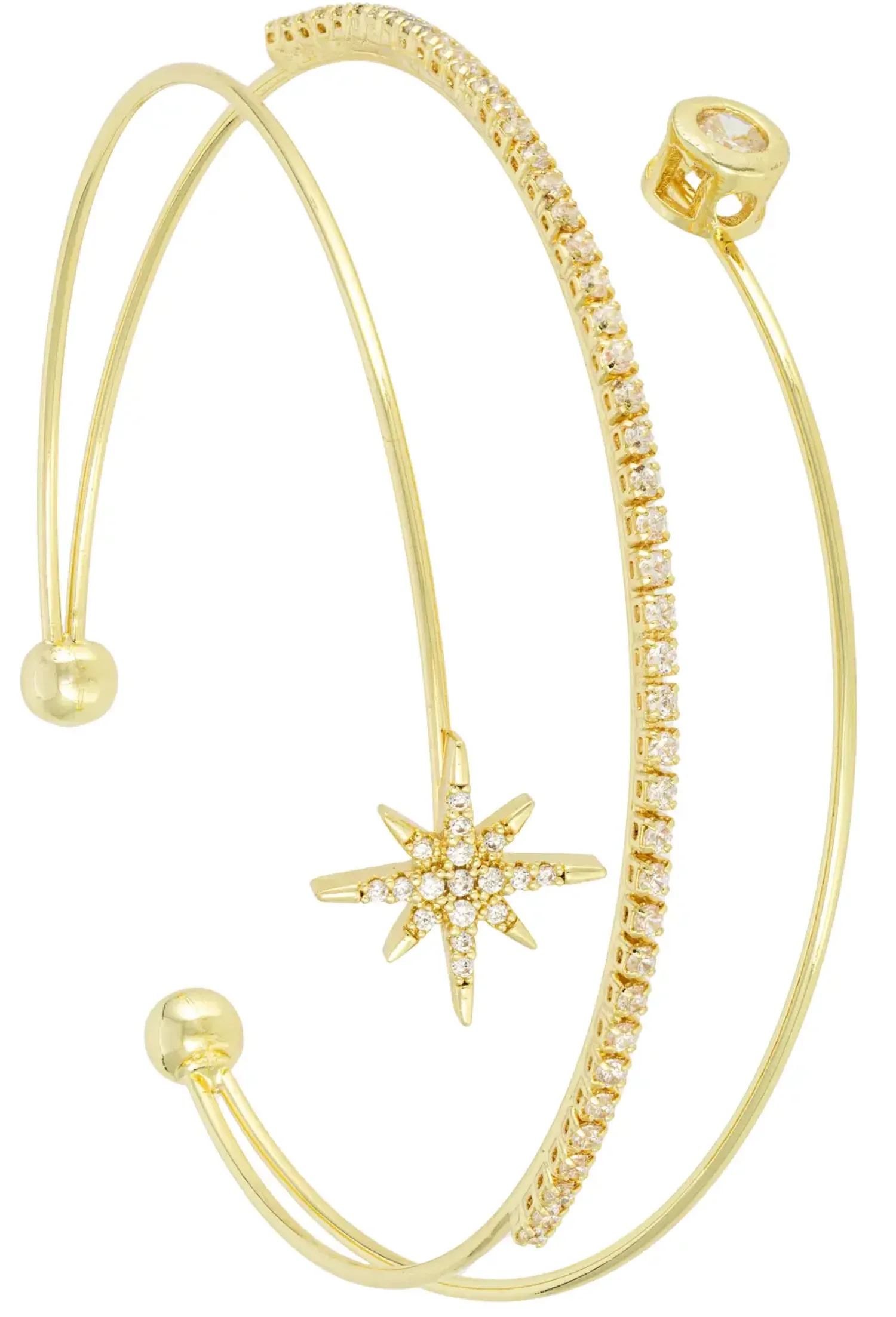 Bijou Brigitte Armbänder Gold|Armreifen>Armreif - Zircona Stars gold