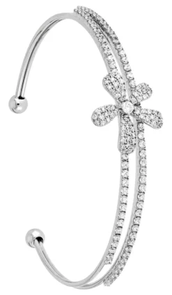 Bijou Brigitte Blumenschmuck|Armreifen>Armreif - Zirconia Flower silber