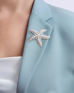 Bijou Brigitte Broschen|Maritimer Schmuck>Brosche - Metal Star weiß, blau