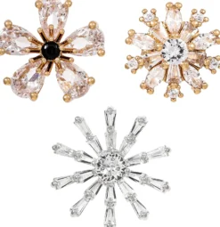 Bijou Brigitte Broschen>Broschen-Set - Sparkling Flowers gold, silber