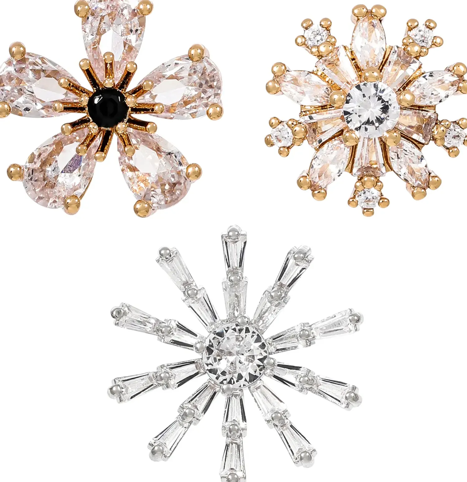 Bijou Brigitte Broschen>Broschen-Set - Sparkling Flowers gold, silber