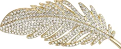 Bijou Brigitte Broschen>Brosche - Sparkling Feather gold