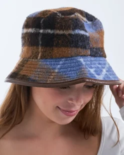 Bijou Brigitte Hüte>Bucket Hat - Checkered Oxford braun, blau