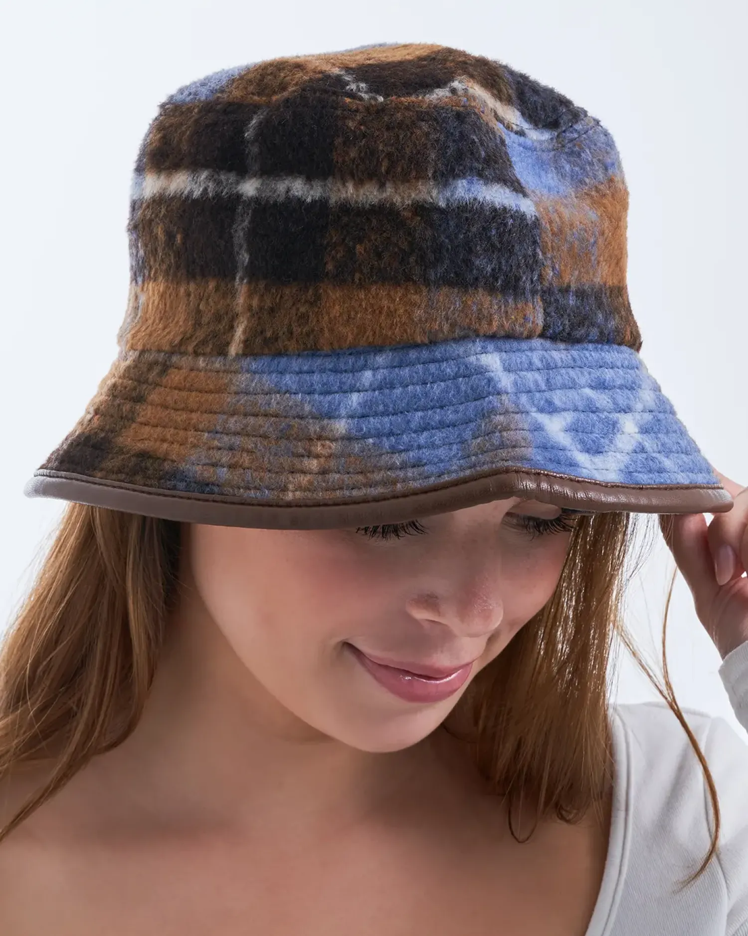 Bijou Brigitte Hüte>Bucket Hat - Checkered Oxford braun, blau