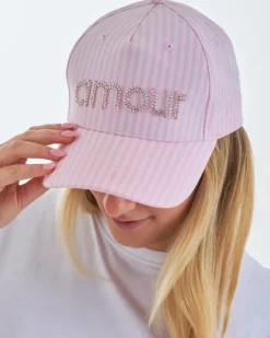 Bijou Brigitte Mützen & Stirnbänder>Cap - Amour Stripe weiß, rosa