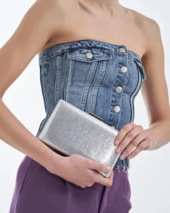 Bijou Brigitte Abendtaschen|Clutches>Clutch-Box - Silver Shimmer silber