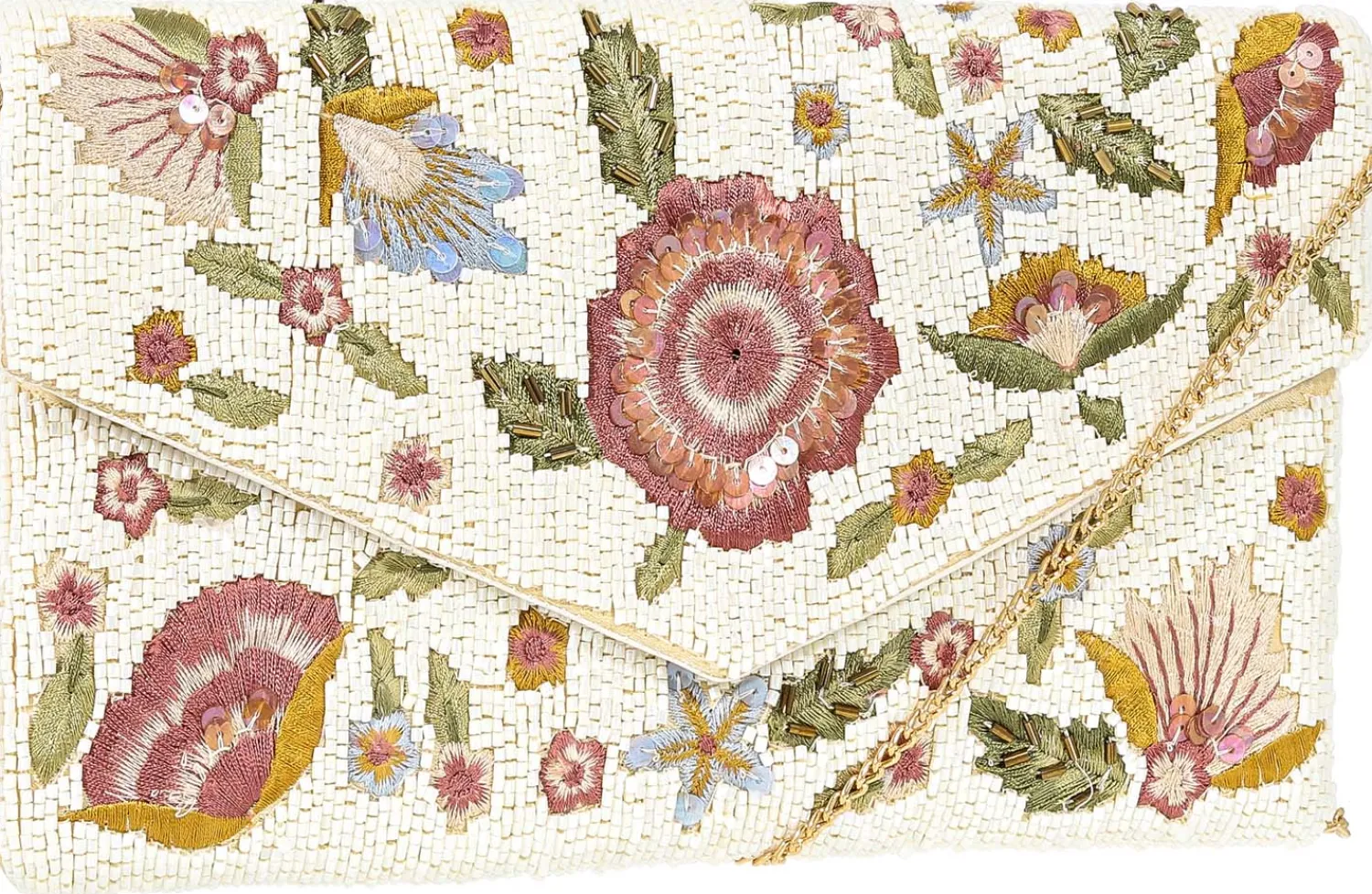 Bijou Brigitte Abendtaschen|Handtaschen>Clutch - Floral Beads beige, mehrfarbig