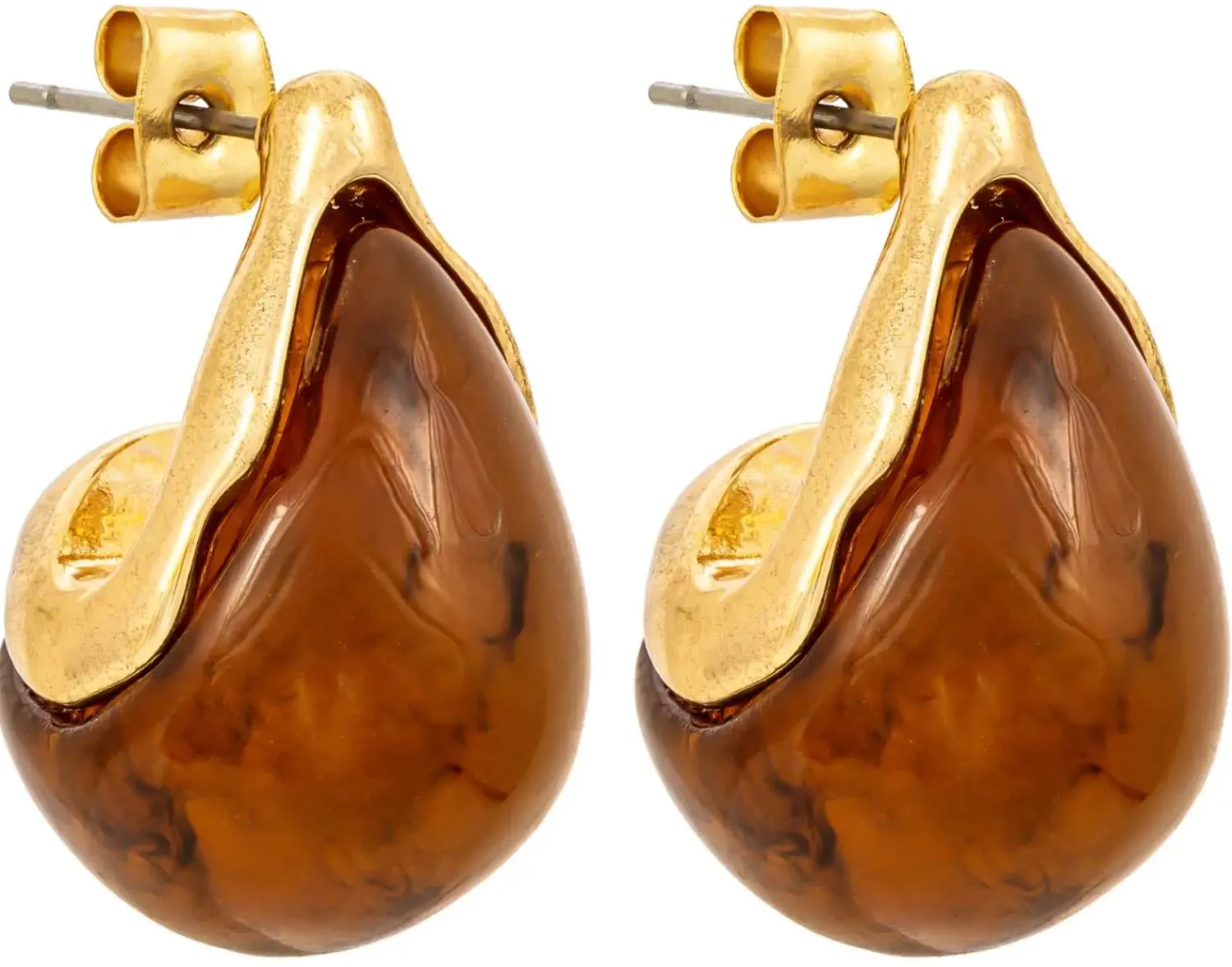 Bijou Brigitte Creolen|Ohrringe Gold>Creolen - Amber Brown braun, gold