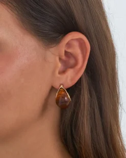 Bijou Brigitte Creolen|Ohrringe Gold>Creolen - Amber Brown braun, gold
