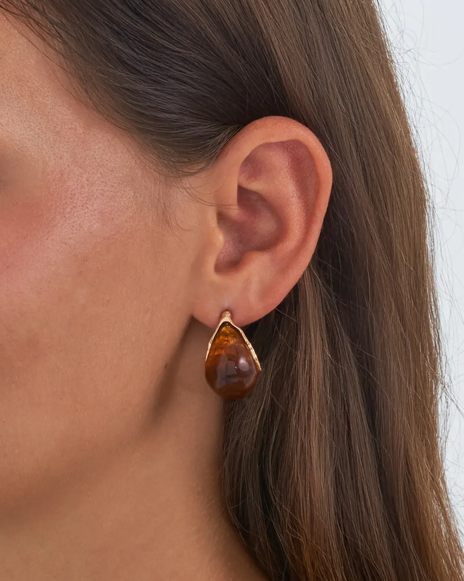 Bijou Brigitte Creolen|Ohrringe Gold>Creolen - Amber Brown braun, gold