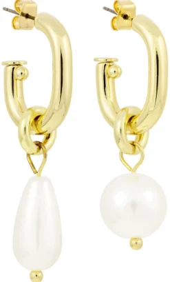 Bijou Brigitte Perlenschmuck|Creolen>Creolen - Asymmetrical Pearls gold, weiß
