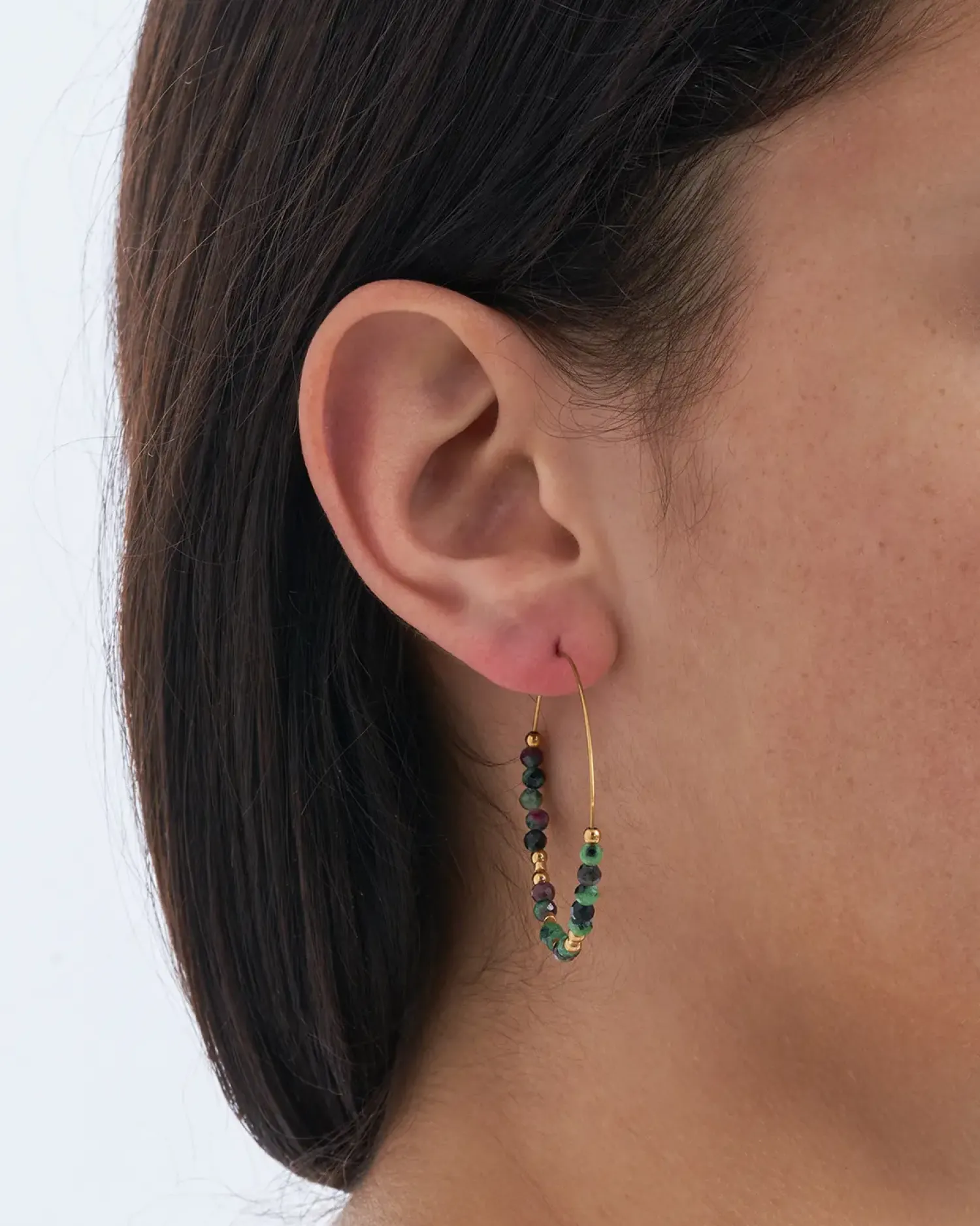 Bijou Brigitte Edelstahlschmuck In Gold|Creolen>Creolen - Beautiful Aventurine gold, grün