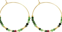 Bijou Brigitte Edelstahlschmuck In Gold|Creolen>Creolen - Beautiful Aventurine gold, grün
