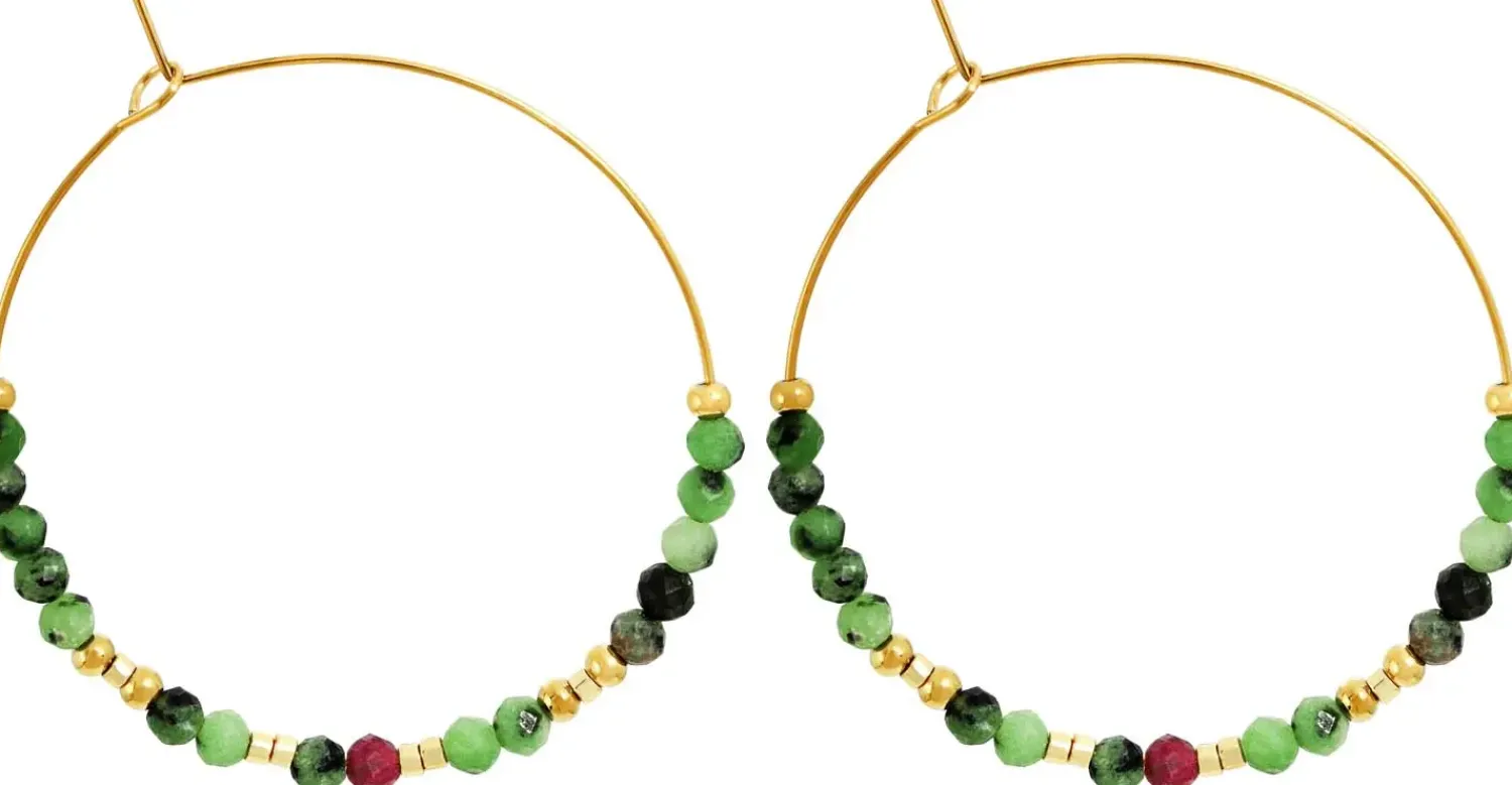Bijou Brigitte Edelstahlschmuck In Gold|Creolen>Creolen - Beautiful Aventurine gold, grün