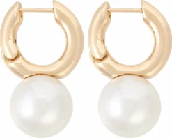 Bijou Brigitte Perlenschmuck|Creolen>Creolen - Big Pearl gold, weiß