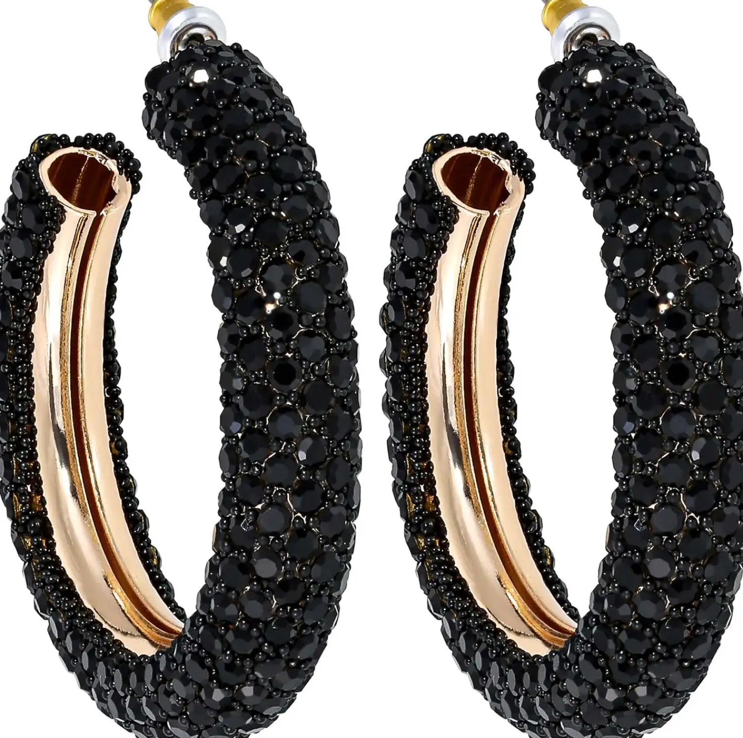 Bijou Brigitte Creolen>Creolen - Black Glitter schwarz