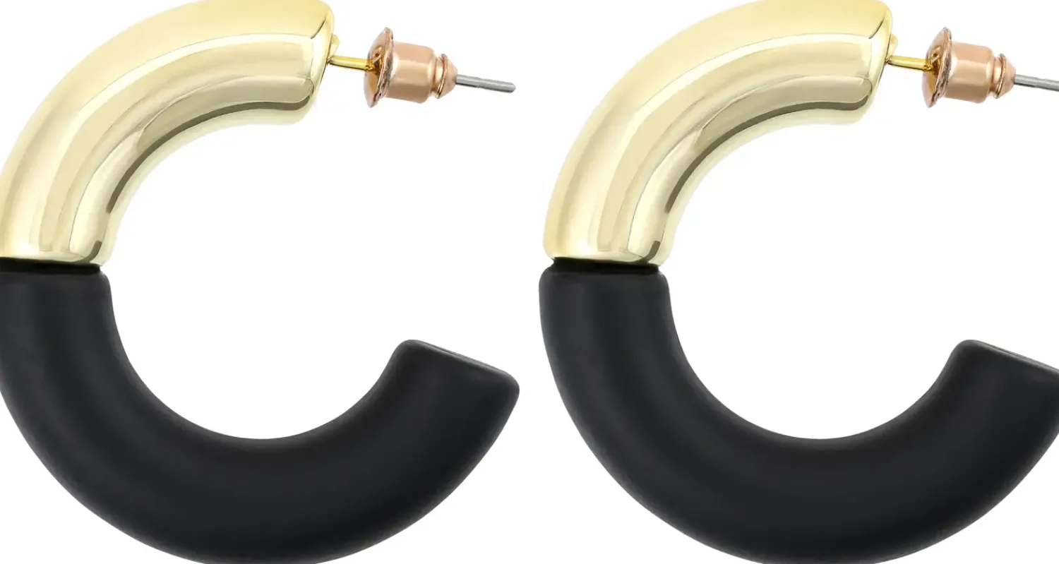 Bijou Brigitte Creolen|Ohrringe Gold>Creolen - Black Harmony schwarz, gold