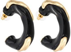 Bijou Brigitte Creolen|Ohrringe Gold>Creolen - Black Twist schwarz, gold
