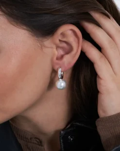 Bijou Brigitte Perlenschmuck|Creolen>Creolen - Bulky Pearls silber, weiß