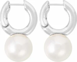 Bijou Brigitte Perlenschmuck|Creolen>Creolen - Bulky Pearls silber, weiß