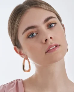 Bijou Brigitte Creolen|Chunky Hoops>Creolen - Chunky Rectangle gold