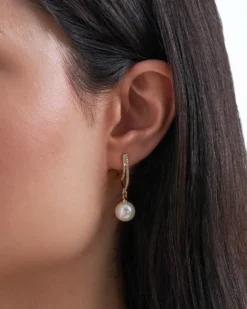 Bijou Brigitte Creolen|Ohrringe Gold>Creolen - Creamy Pearl gold
