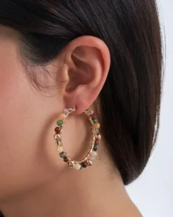 Bijou Brigitte Creolen|Ohrringe Gold>Creolen - Gemstone Glow gold, mehrfarbig, braun