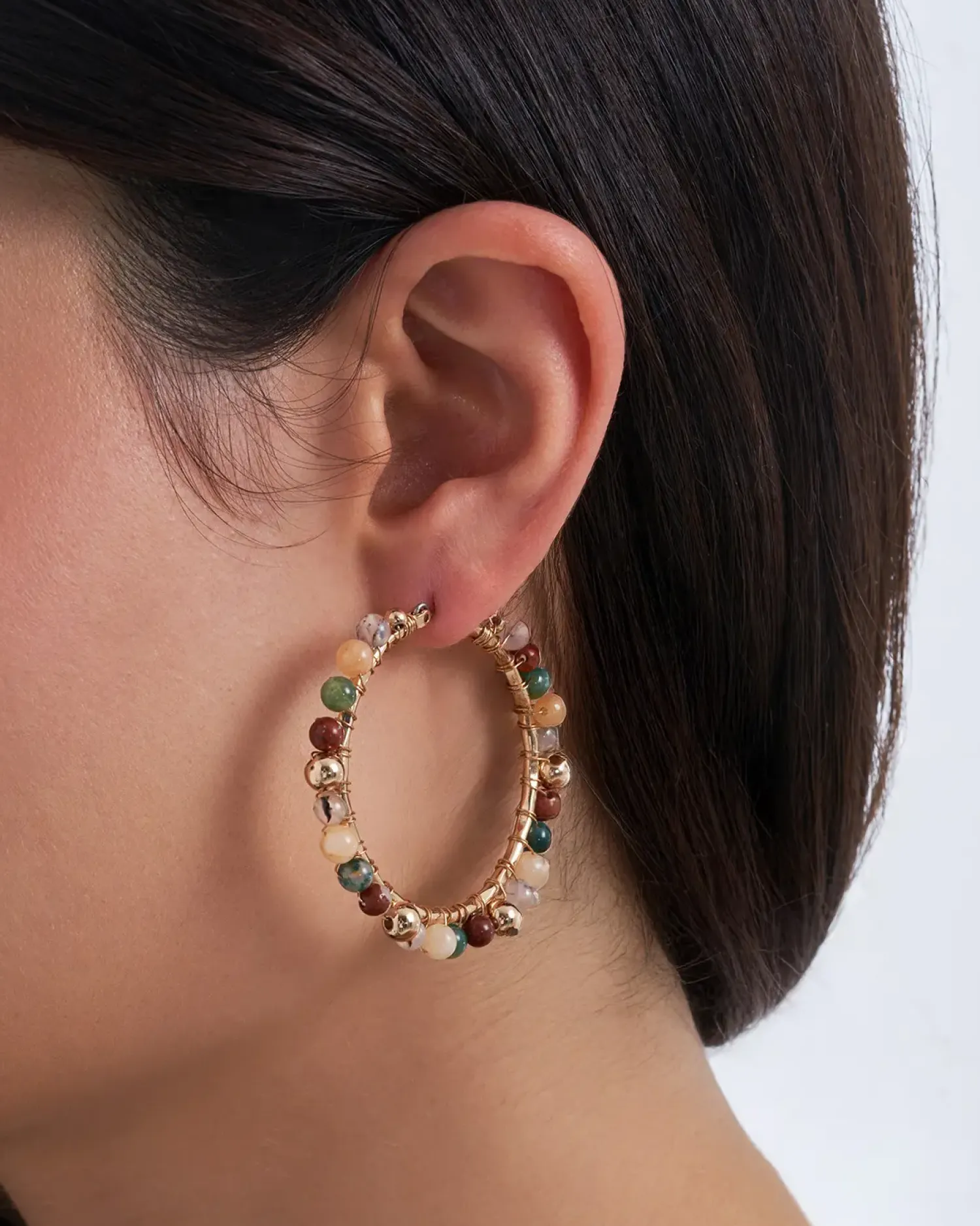 Bijou Brigitte Creolen|Ohrringe Gold>Creolen - Gemstone Glow gold, mehrfarbig, braun