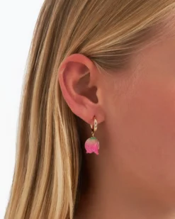 Bijou Brigitte Creolen|Ohrringe Gold>Creolen - Glitter Tulip gold, pink