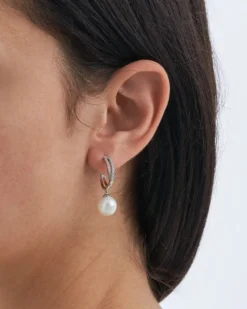 Bijou Brigitte Perlenschmuck|Creolen>Creolen - Glossy Pearl weiß, silber