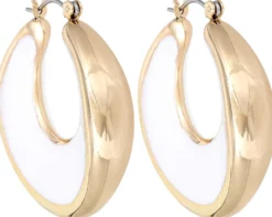 Bijou Brigitte Creolen|Chunky Hoops>Creolen - Glossy White gold, weiß