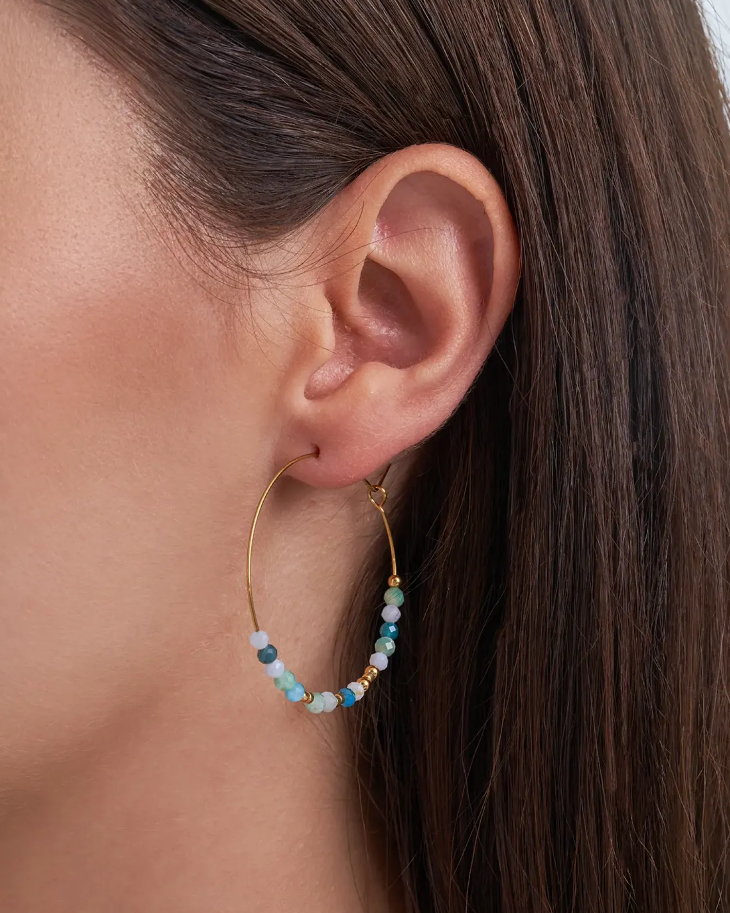 Bijou Brigitte Edelstahlschmuck In Gold|Creolen>Creolen - Green Amazonite gold, grün