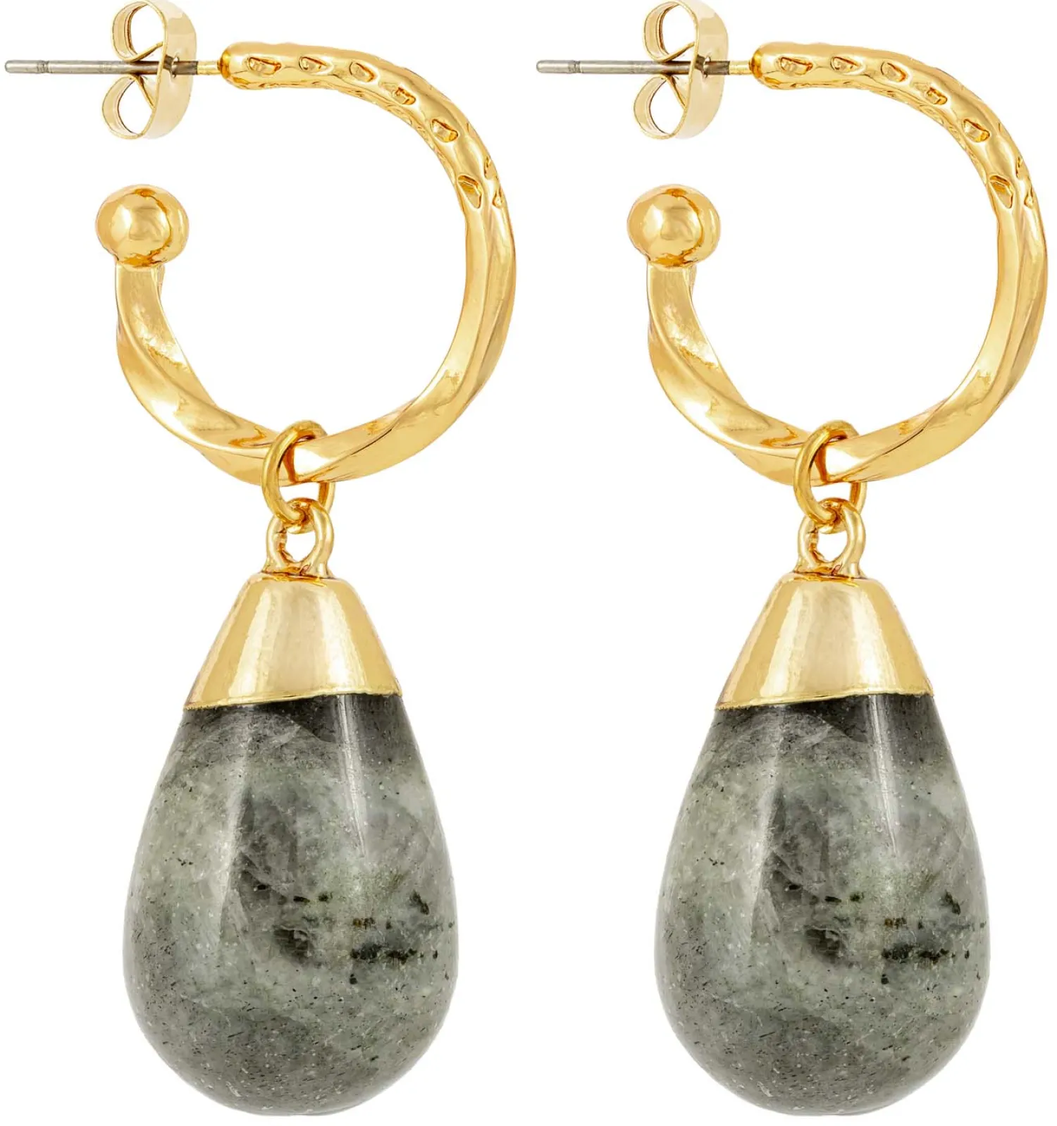 Bijou Brigitte Creolen|Ohrringe Gold>Creolen - Green Labradorite gold, grün