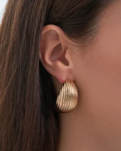 Bijou Brigitte Creolen|Ohrringe Gold>Creolen - Lined Hoop gold