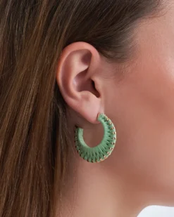 Bijou Brigitte Creolen|Boho-Schmuck>Creolen - Mint Braid grün