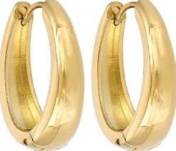 Bijou Brigitte Edelstahlschmuck In Gold|Ohrringe Gold>Creolen - Oval Glamour gold