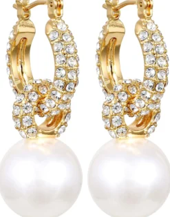 Bijou Brigitte Perlenschmuck|Creolen>Creolen - Pearl Glam gold, weiß