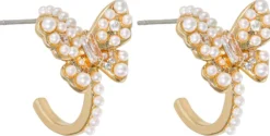 Bijou Brigitte Perlenschmuck|Creolen>Creolen - Pearly Butterfly gold, weiß