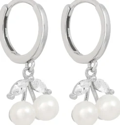Bijou Brigitte Perlenschmuck|Creolen>Creolen - Pearly Cherrys weiß, silber