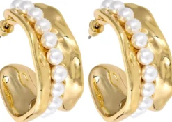 Bijou Brigitte Creolen|Ohrringe Gold>Creolen - Pearly Line gold