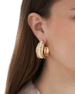 Bijou Brigitte Creolen|Ohrringe Gold>Creolen - Pearly Line gold