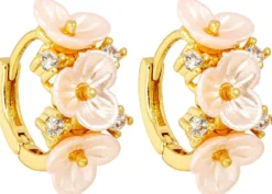 Bijou Brigitte Creolen|Ohrringe Gold>Creolen - Pink Garden rosa, gold