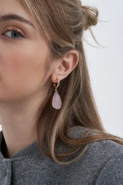 Bijou Brigitte Creolen|Ohrringe Gold>Creolen - Romantic Gems rosa, gold