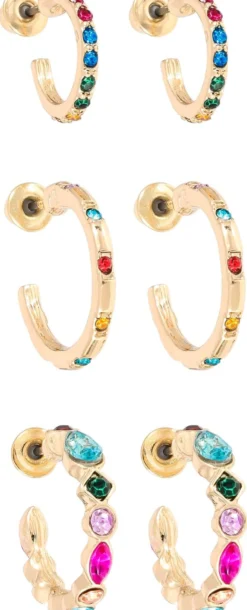 Bijou Brigitte Creolen|Ohrringe Gold>Creolen-Set - Bright Sparkle gold, mehrfarbig
